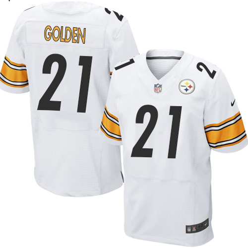 Men's Elite Robert Golden Nike Jersey White Road - #21 NFL Pittsburgh Steelers